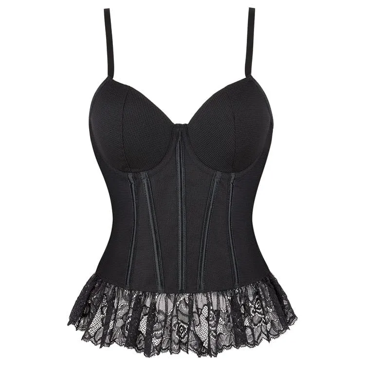 Gothic Spets Splits Mesh Overbust Korsett för kvinnor