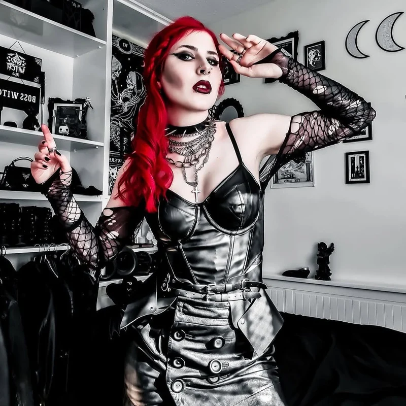 Punk-stupande bustier i konstläder för kvinnor