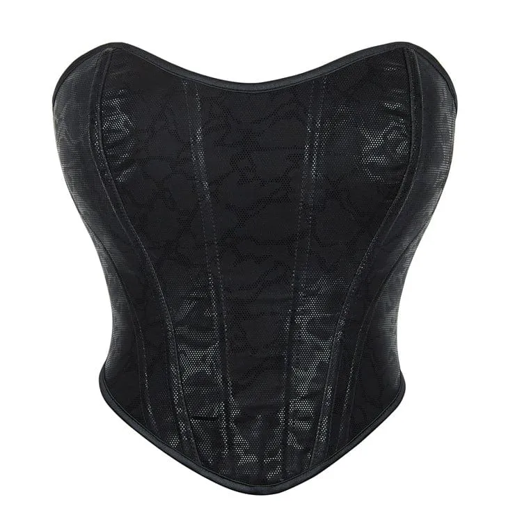 Gothic Mesh Splitskorsett med snörning över byst för kvinnor
