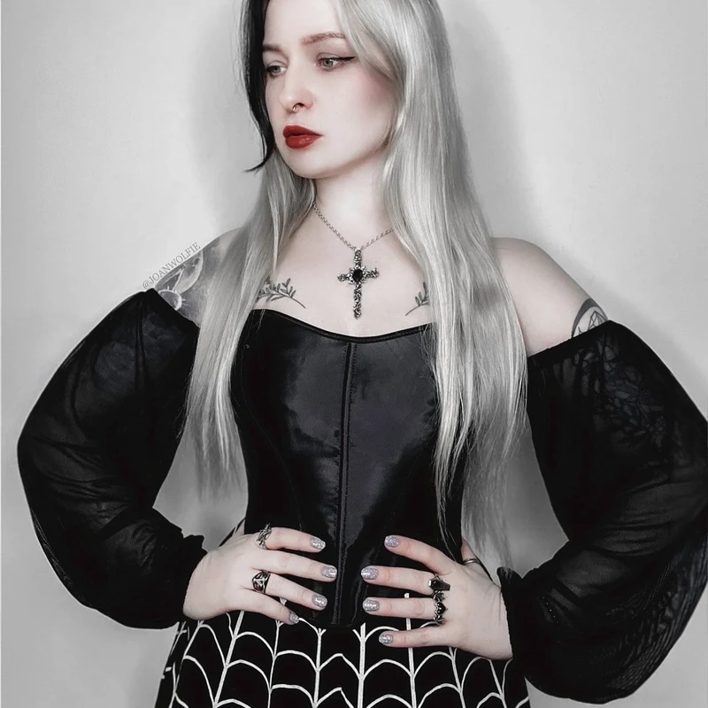 Gothic off-shoulder korsett med snörning för kvinnor