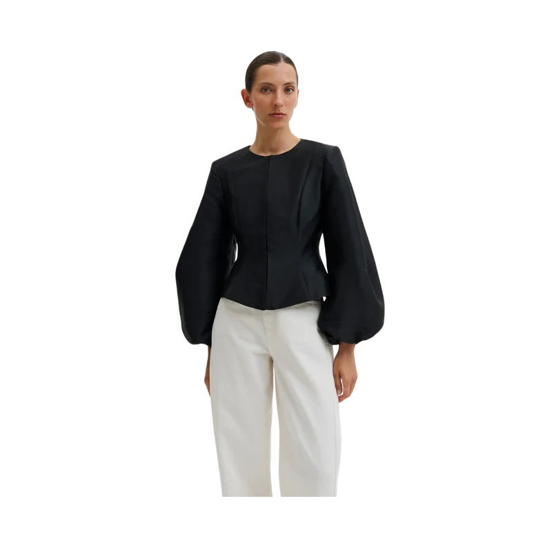 Vendela Balloon Sleeve Blouse - Black