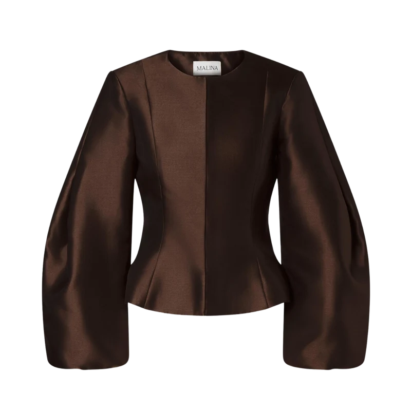 Vendela Balloon Sleeve Blouse - Dark Brown