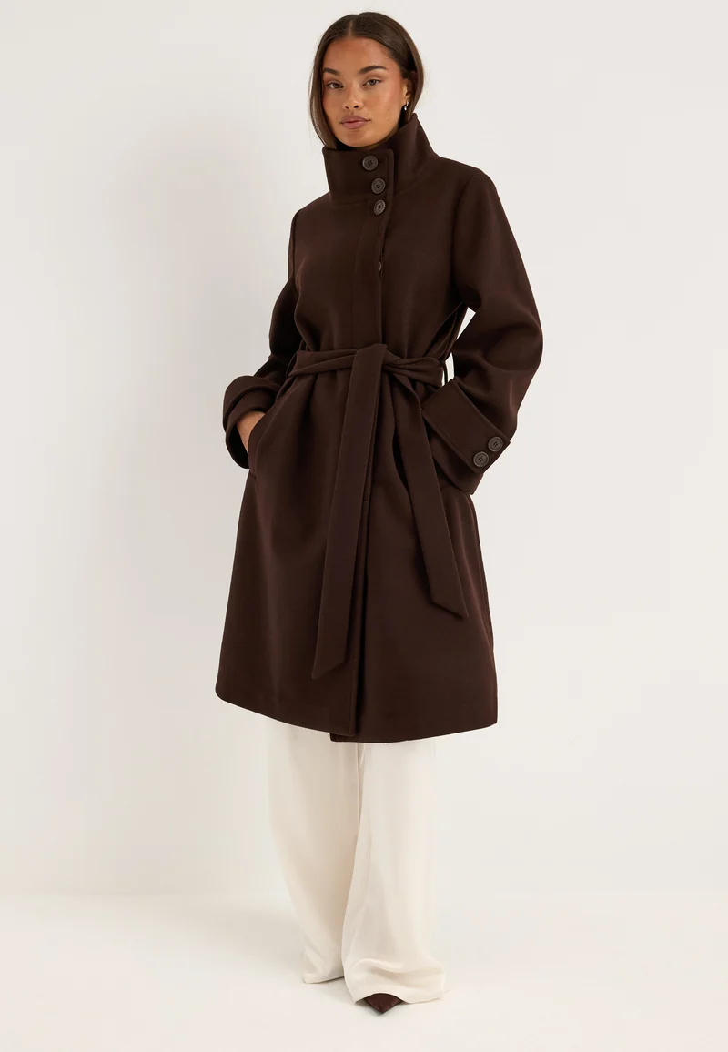 High Neck Midi Coat