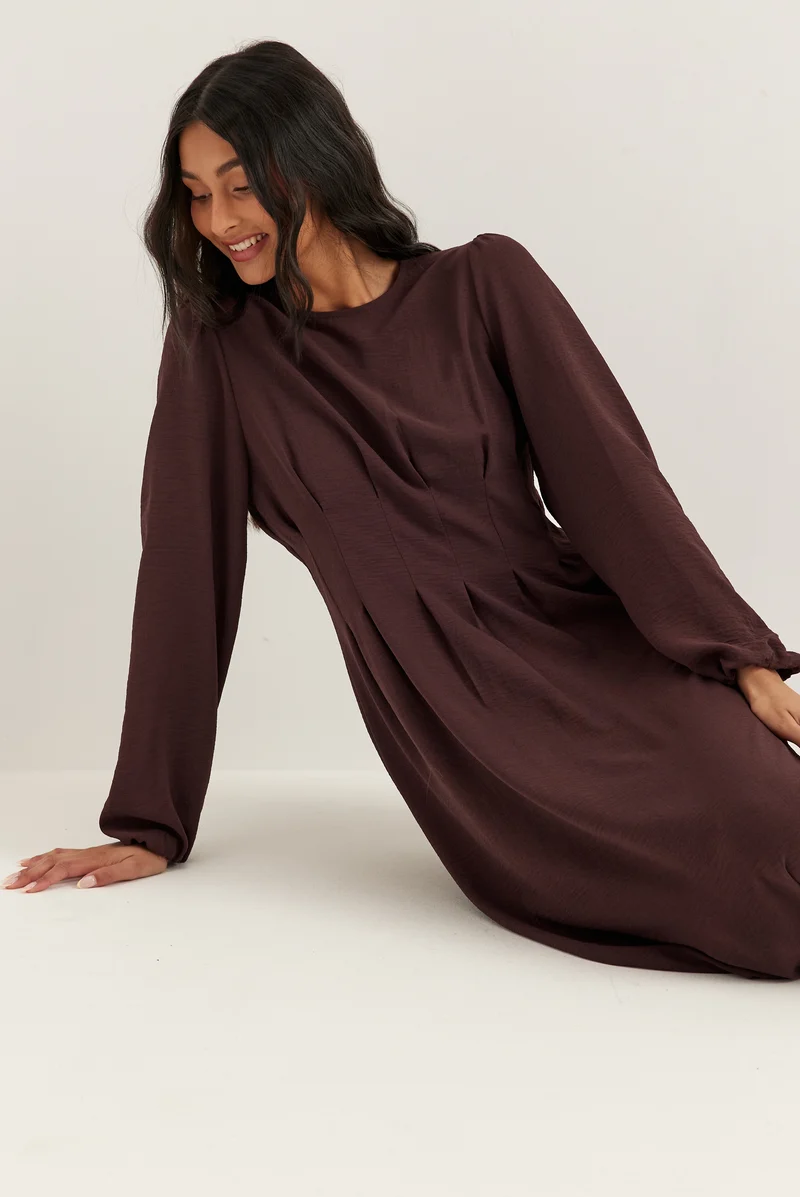 Crepe Pleated Dress