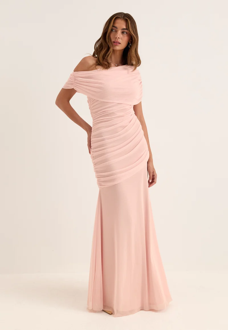 Off Shoulder Mesh Gown