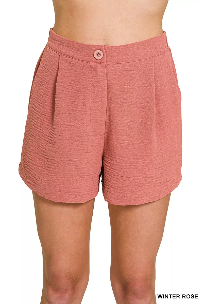 Zenana vävda shorts med luftflöde baktill och resår i midjan