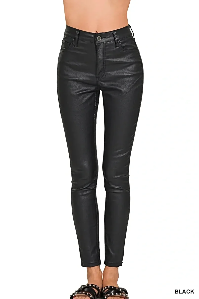 Zenana skinny byxor i konstläder med stretch