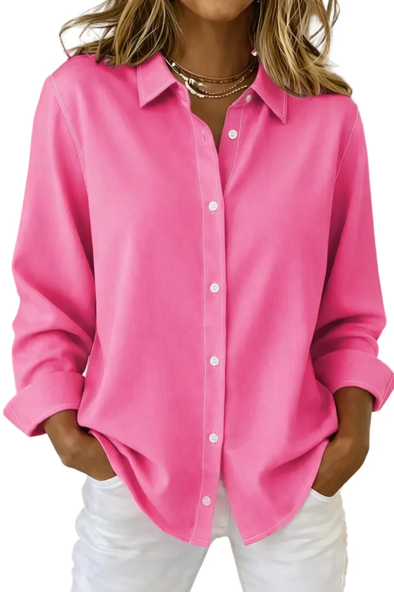 Kvinnors Button-Down Blus med Klassisk Design