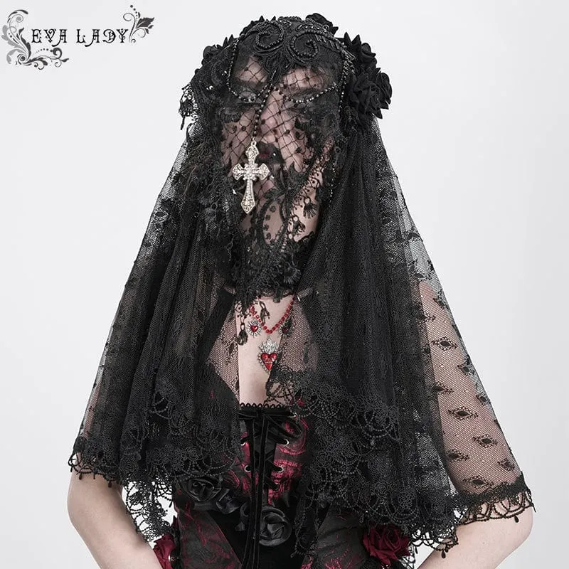 Gothic Rose Tofs Spets Huvudbonader för kvinnor