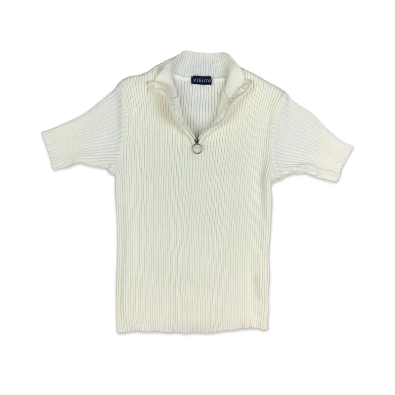 Vintage 90s White Short Sleeved Jumper 8 10 12