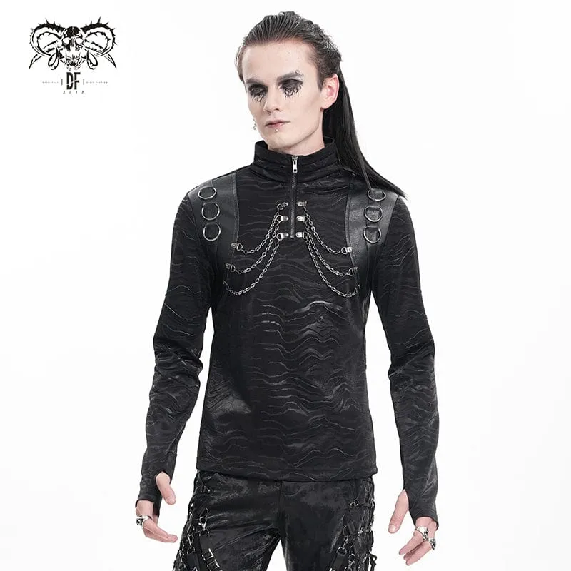 Gothic Chain Rings Tröja med stativ krage för män