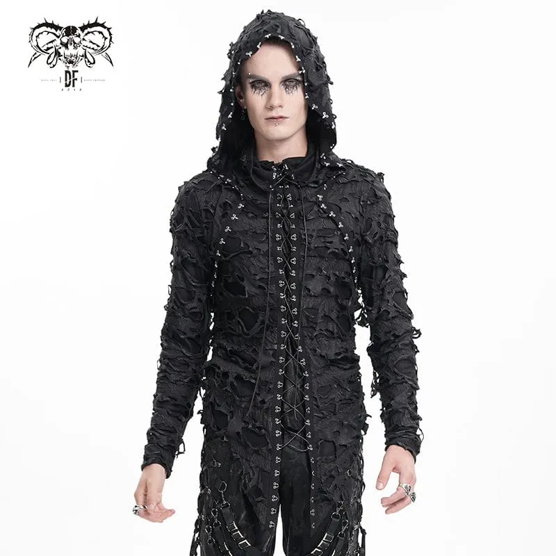 Gothic rippade luvtröjor med snörning för herrar
