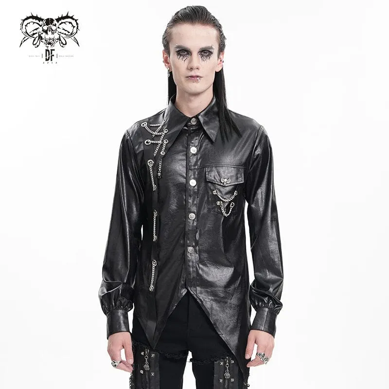 Gothic Chain Eyelets Skull Shirt för män