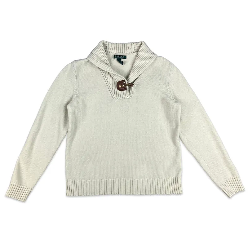 Vintage Ralph Lauren Knit Jumper Cream Brown 8 10 12