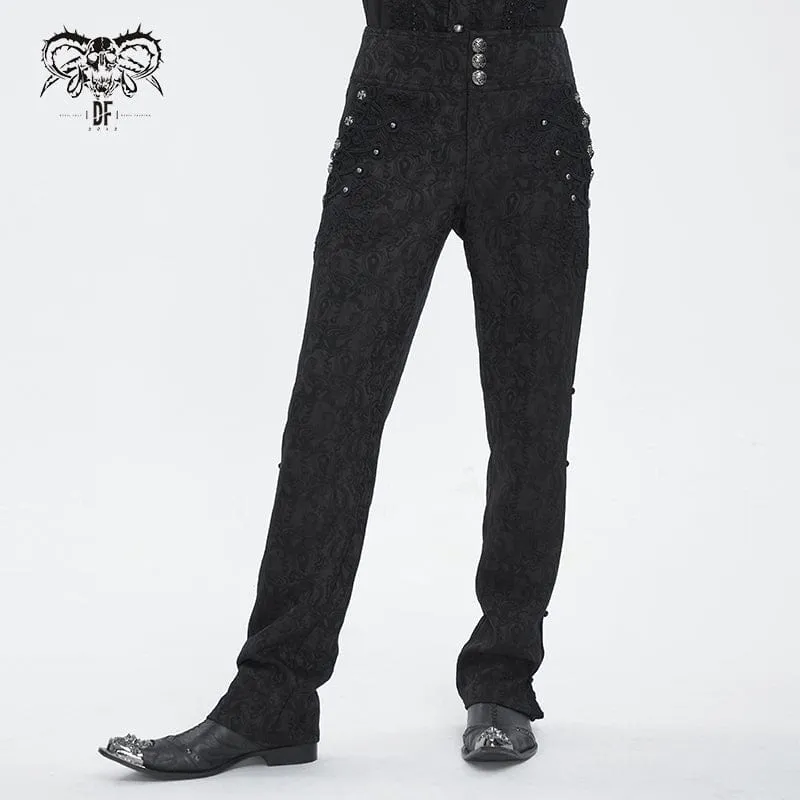 Gothic Floral Jacquard Byxor för män