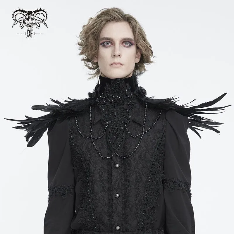 Gothic ståkrage för män med pärlor i fjäderhalsband