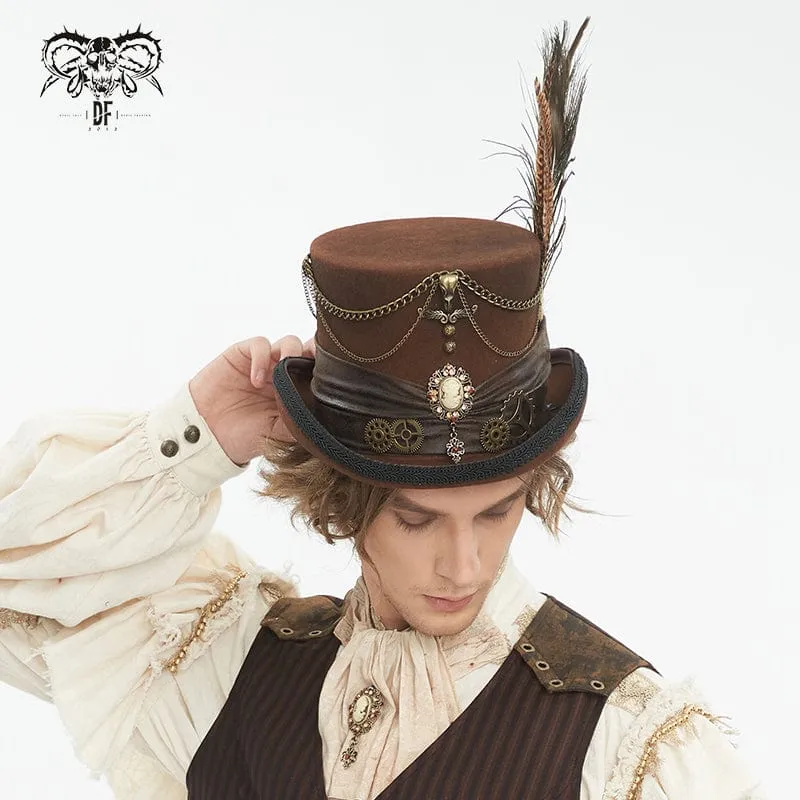Gothic Gear Feather Top Hat för män