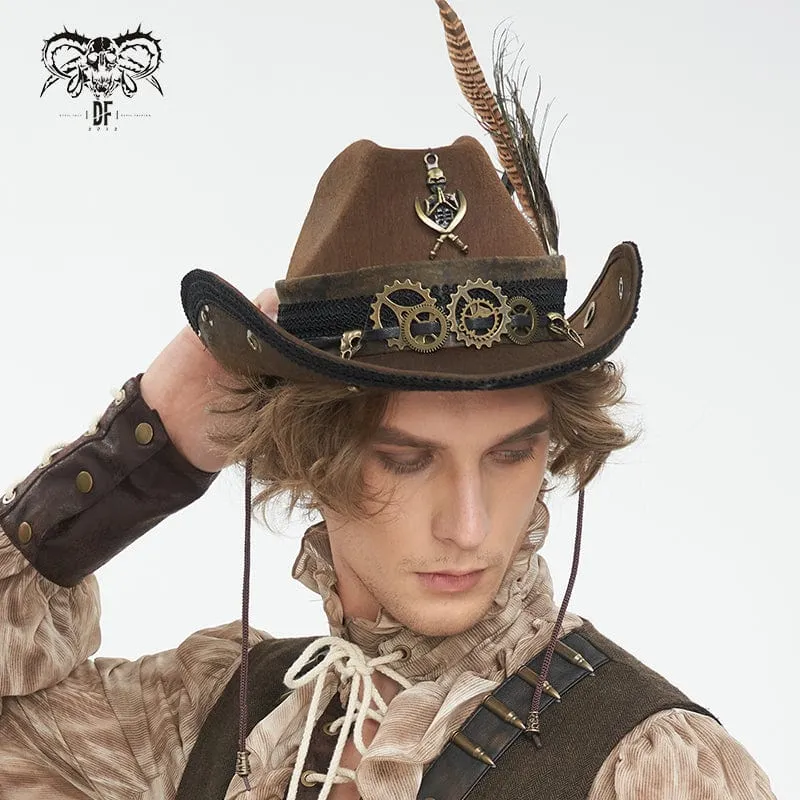 Gothic Skull Feather Cowboyhatt för män