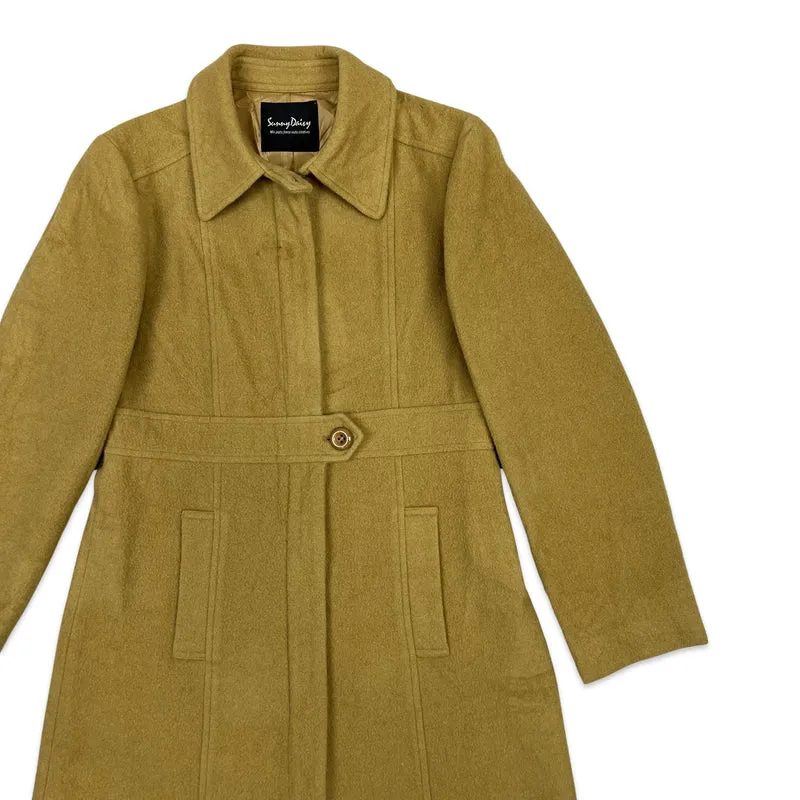 Y2K Wool Midi Coat Yellow Brown 8 10