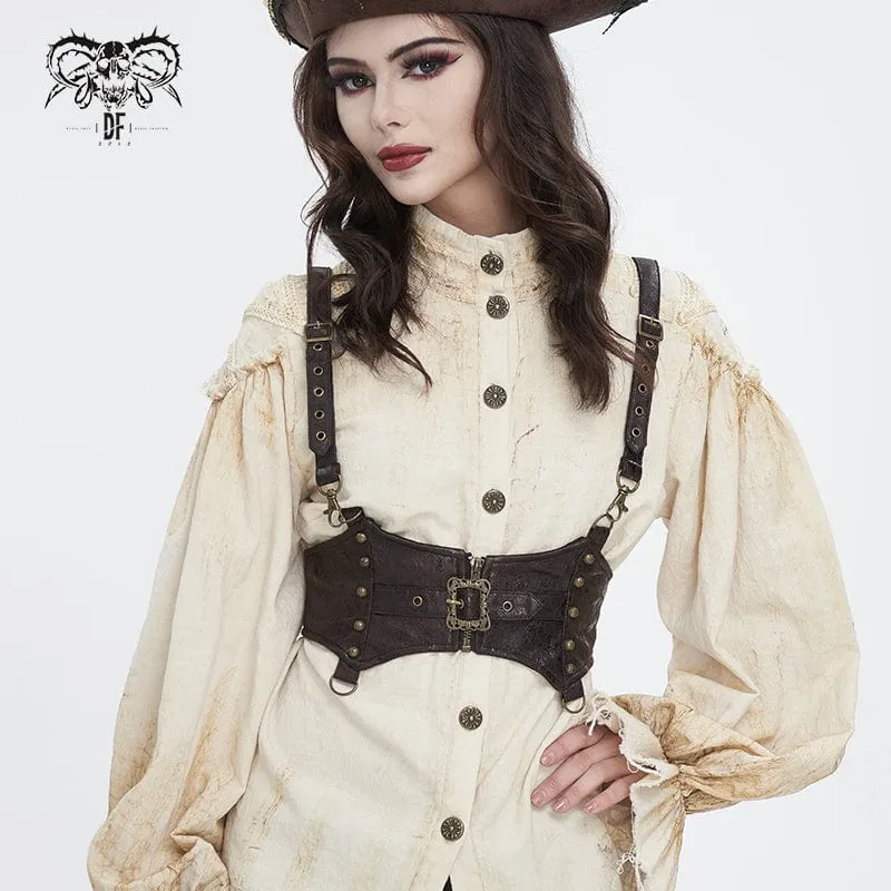Steampunk-spänne för damer i konstläder underbyst