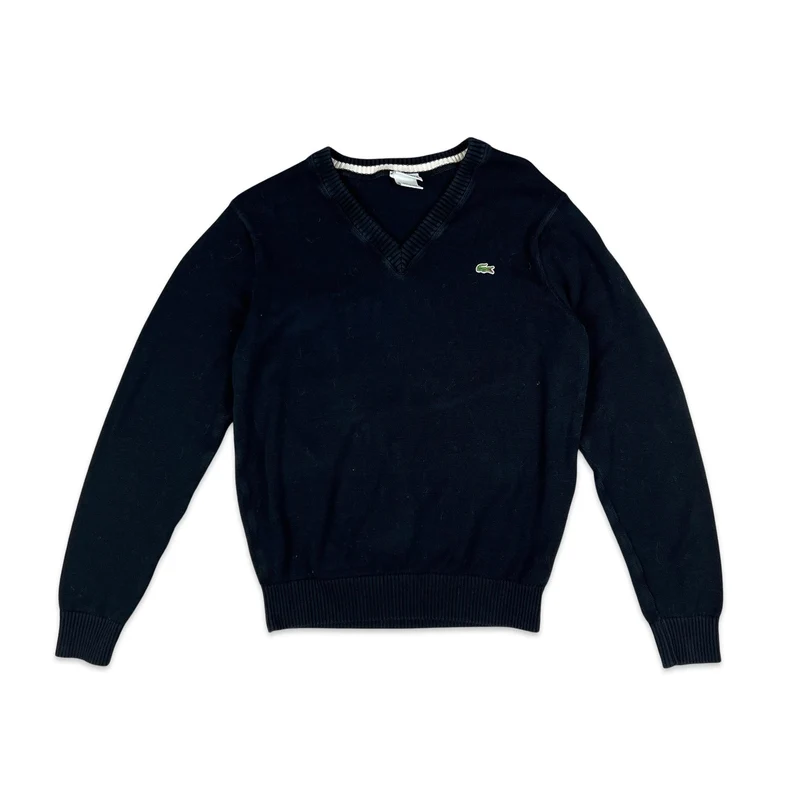 00s Vintage Lacoste Black Knit Jumper S M