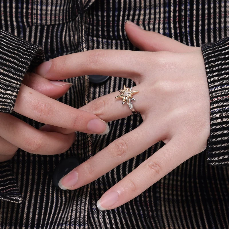 Dam Punk Star Zircon Open Ring