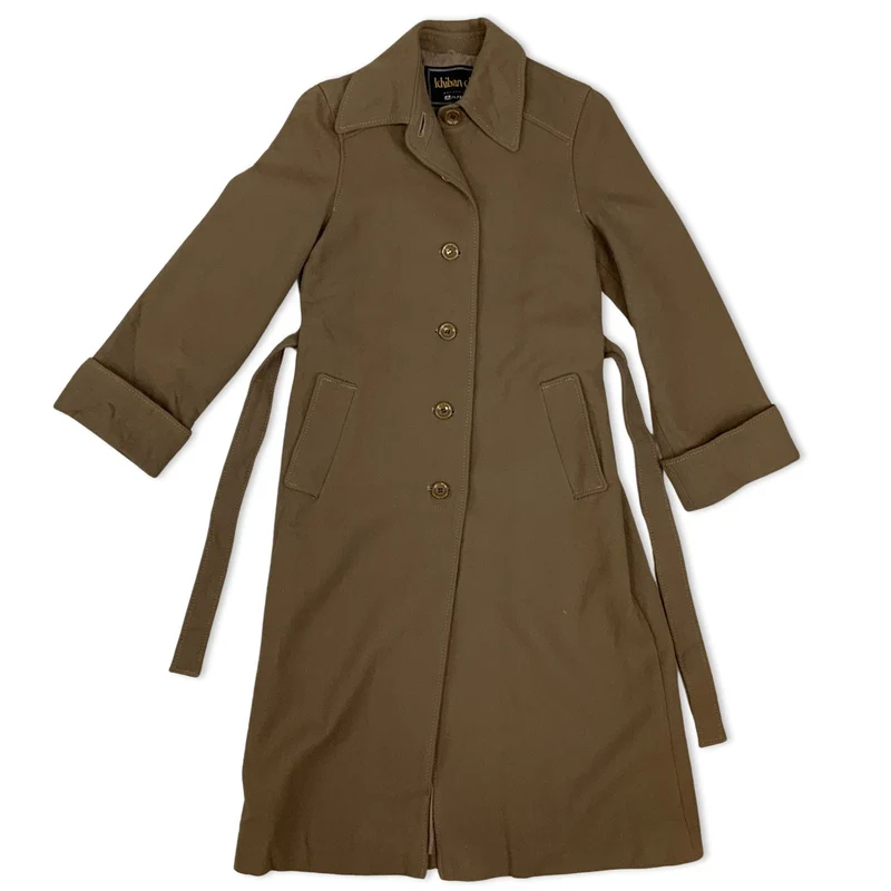 Vintage Brown Ladies Belted Trench Coat S 8