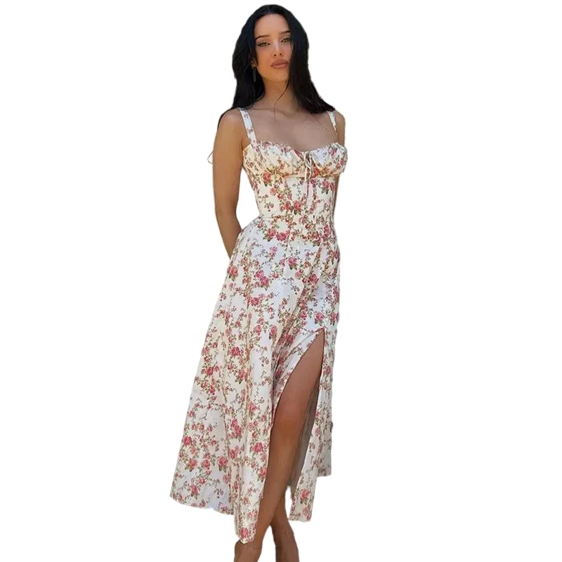 Kvinnors Blommig Bustier Klänning
