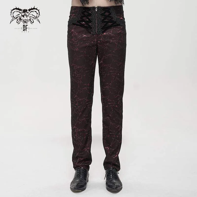 Gothic Floral Zipper Byxor för män röd