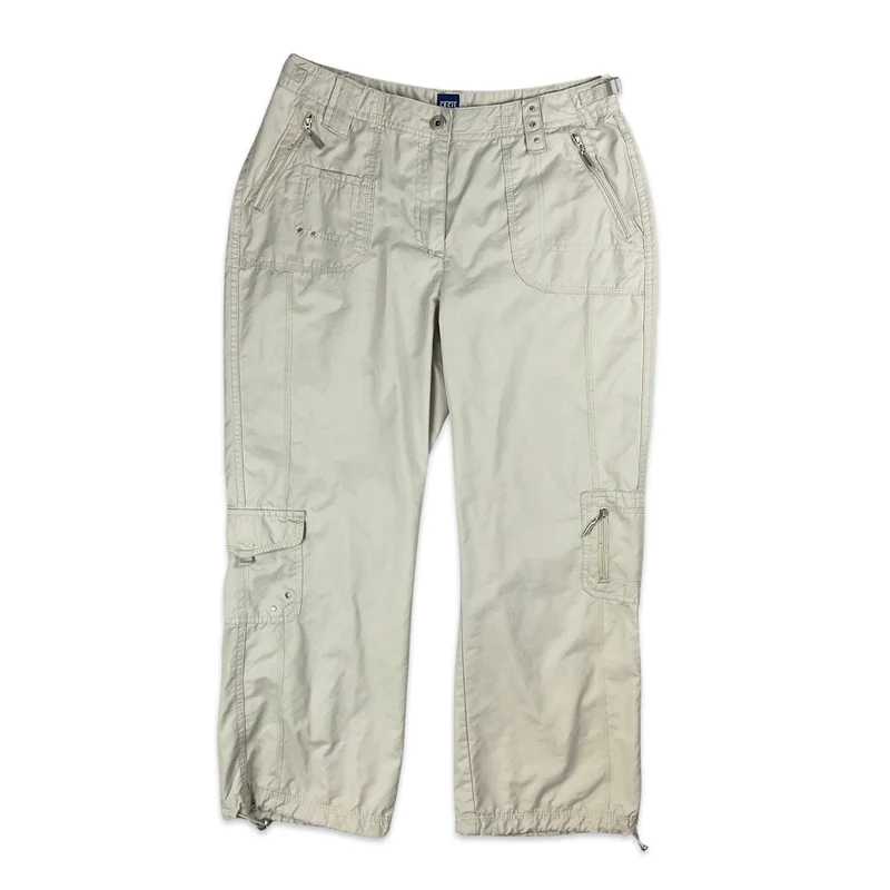 Y2K Beige Petite Leg Cargo Trousers 14