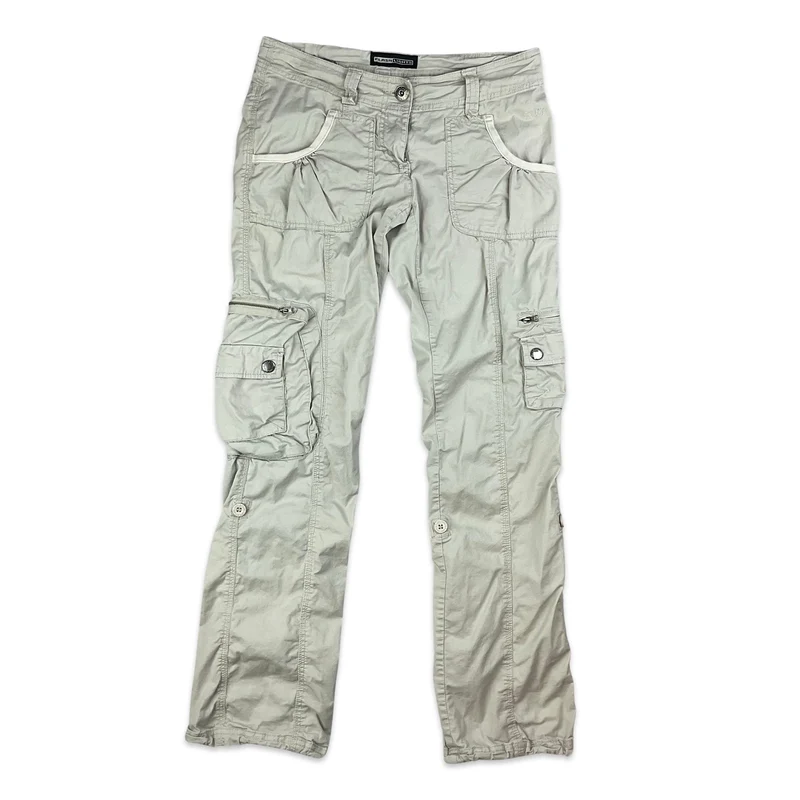 Y2K Beige Low Rise Cargo Trousers 10