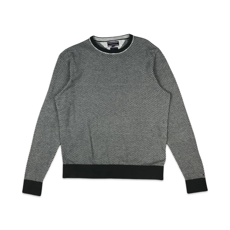 Tommy Hilfiger Grey Herringbone Knit Jumper L