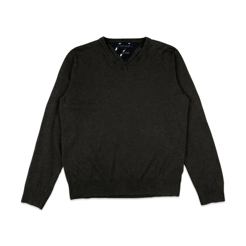 Tommy Hilfiger Brown V Neck Knit Jumper M