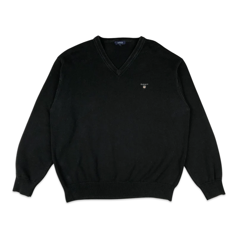 GANT Black V-neck Knit Jumper XL XXL