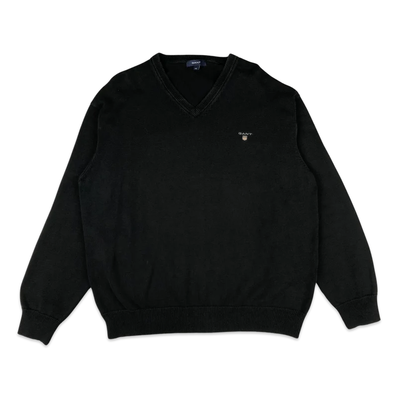 GANT Black V Neck Knit Jumper XL