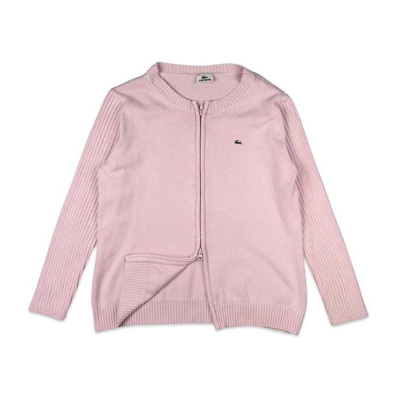 Lacoste Zip-up Knit Jumper Pink 14 16