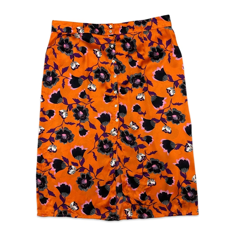 80s Vintage Floral Patterned Skirt 16
