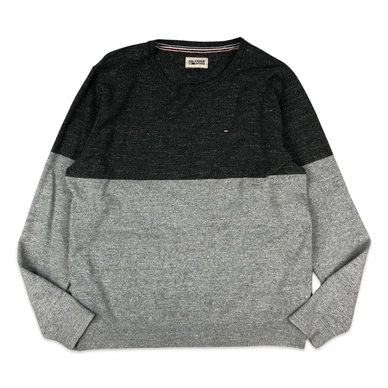 Tommy Hilfiger Knit Jumper Two Tone Grey M L