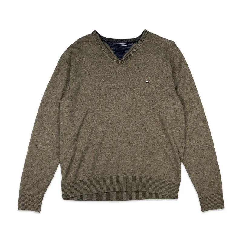 Vintage Y2K Preloved Tommy Hilfiger Brown Knit Jumper XL