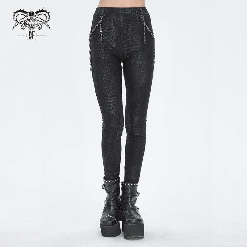 Dam Punk Jacquard Chain Ring Sidor Leggings