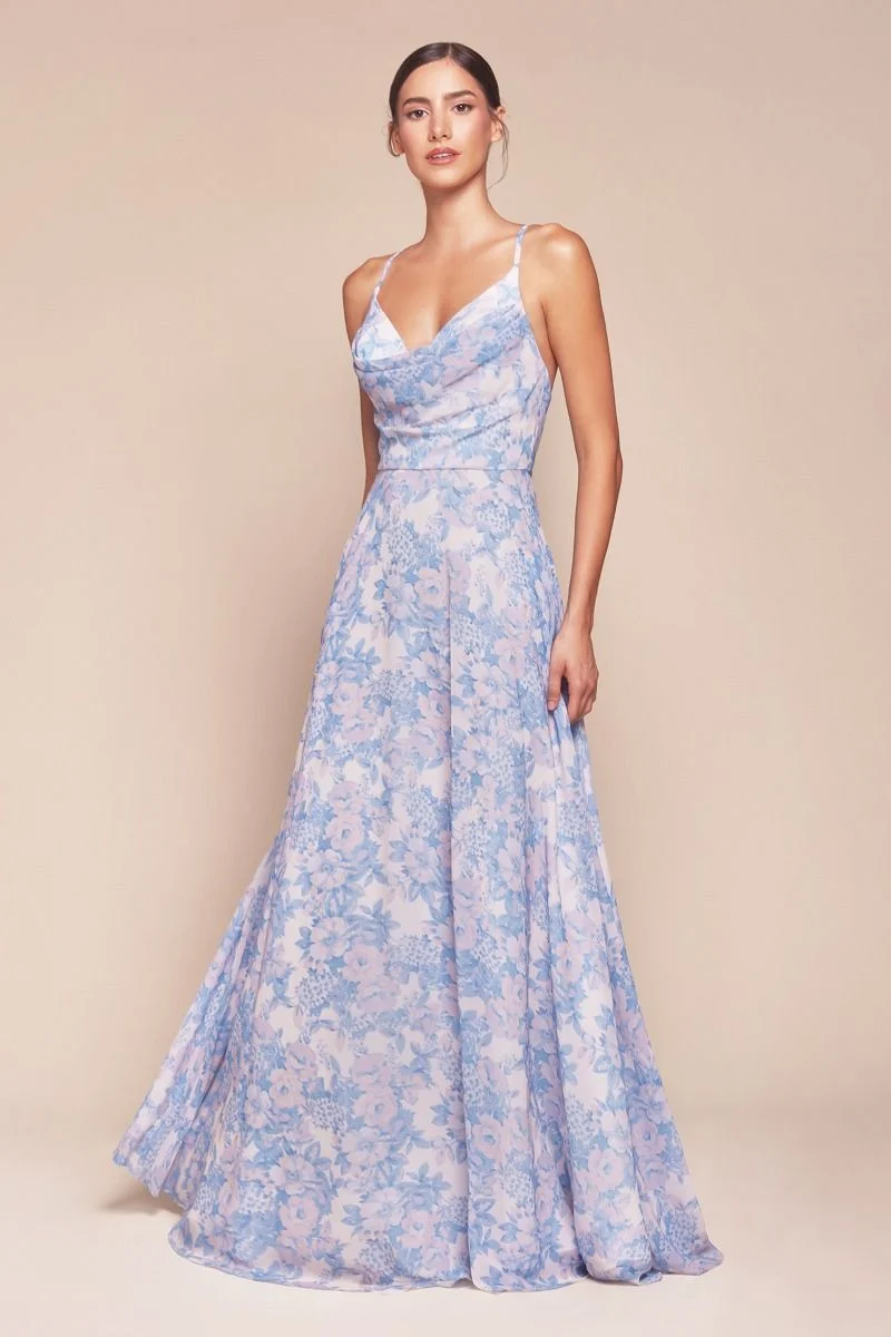 Mjuk satin V-ringad A-line klänning från Cinderella Divine 7444 - Speciellt tillfälle