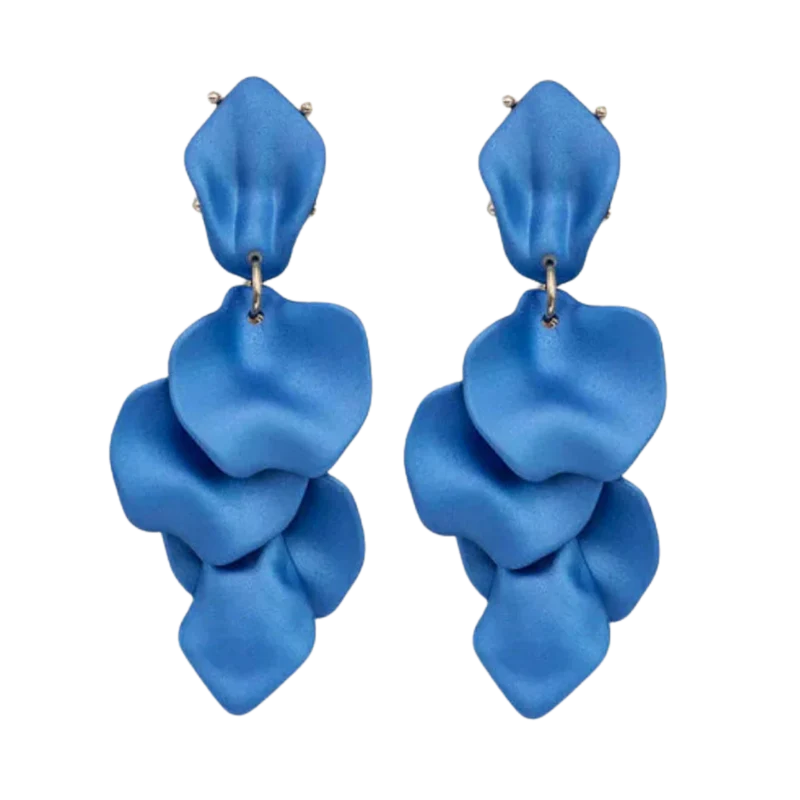 Leaf Earrings Pearl - Dark Blue