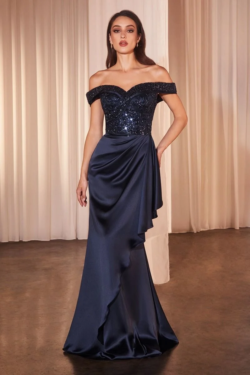 Satin Off The Shoulder Sheath Gown By Ladivine CR877 - Kvinnor Aftonklänning - Speciellt tillfälle