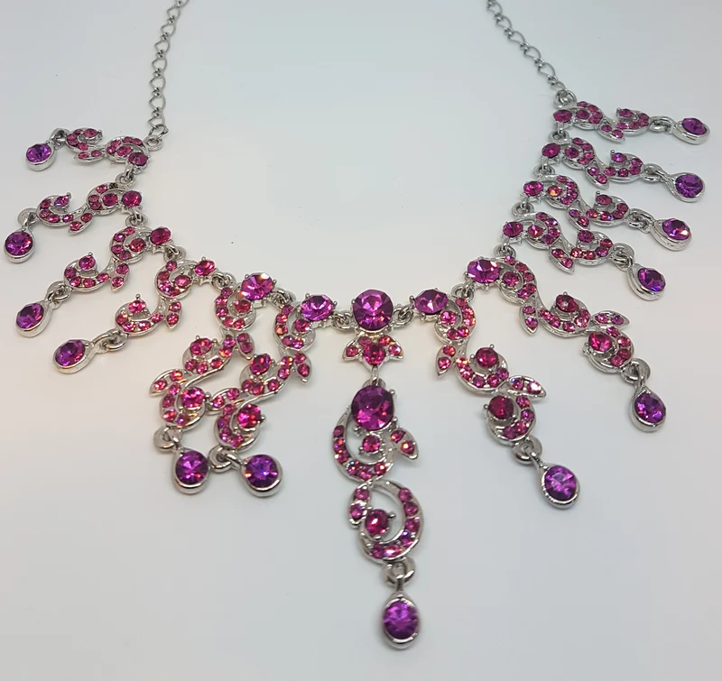 Strasshalsband cerise