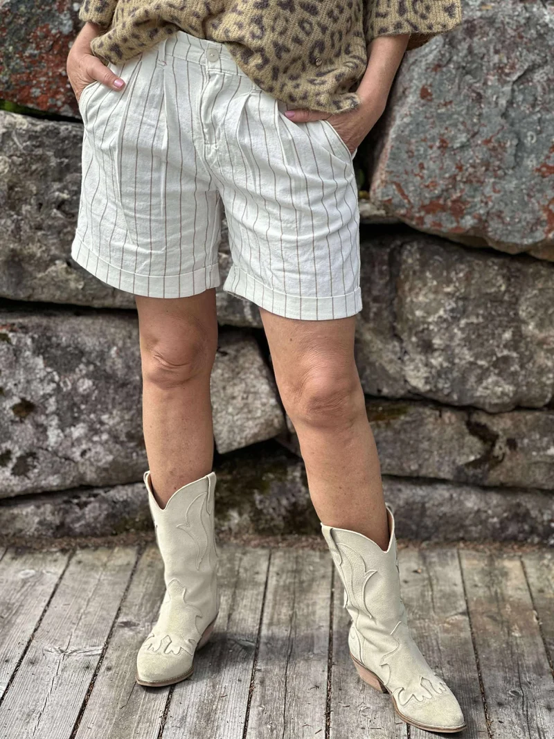 Cleo Short Cotton Linen Stripe