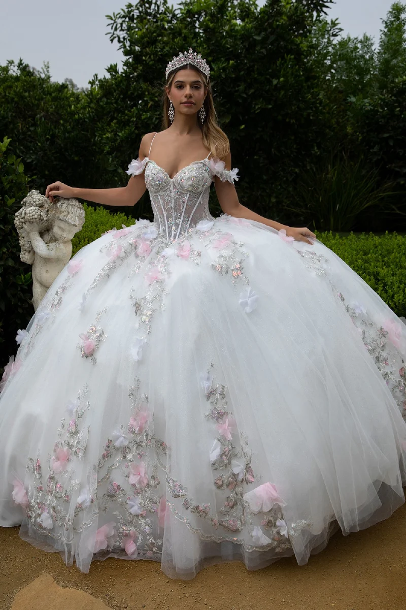 Utsmyckad Cut-Away Shoulder Quinceanera Klänning från GLS by Gloria - GL3553