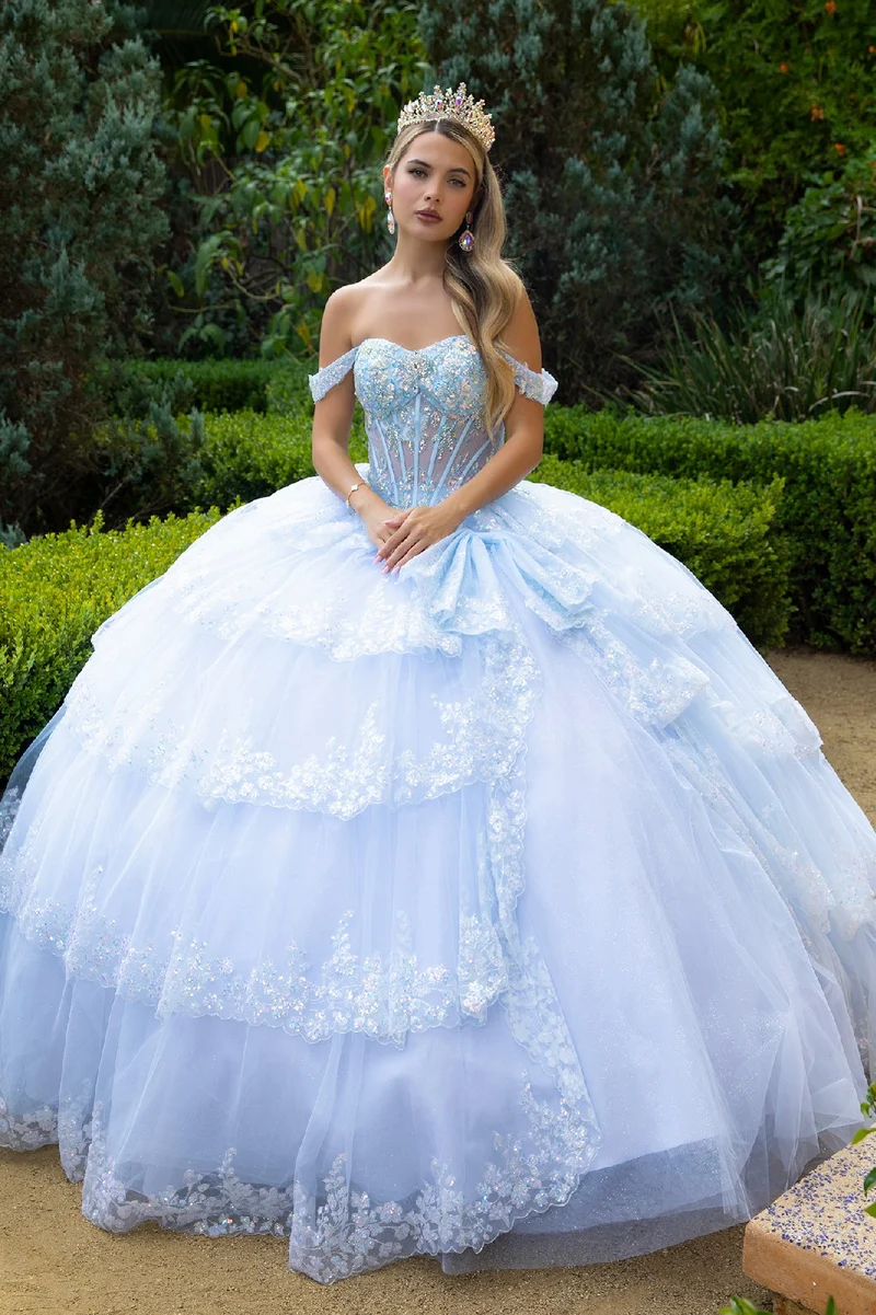 Paljett Off Shoulder Sweetheart Neckline Quinceanera Klänning från GLS by Gloria - GL3612