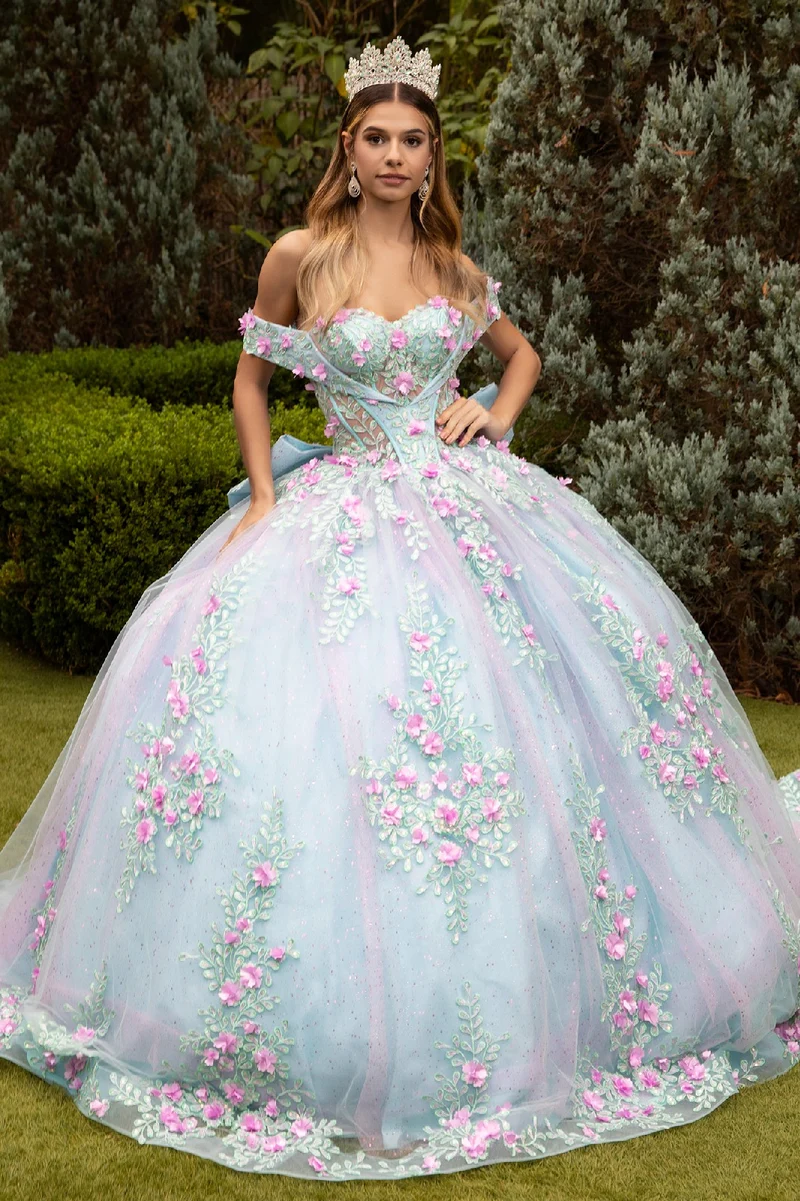Applique Glitter Sweetheart Neckline Quinceanera Dress från GLS by Gloria - GL3523