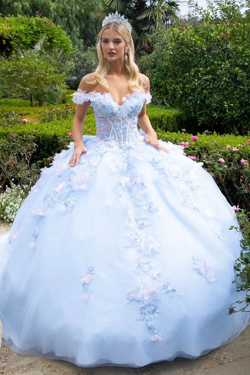 3D Organza Off Shoulder Strap Quinceanera Klänning från GLS by Gloria - GL3555