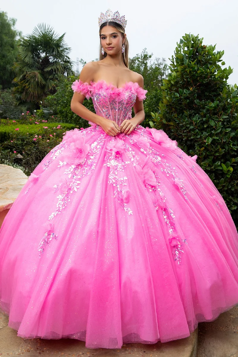 3D Flower Sweetheart Neckline Quinceanera Klänning från GLS by Gloria - GL3547